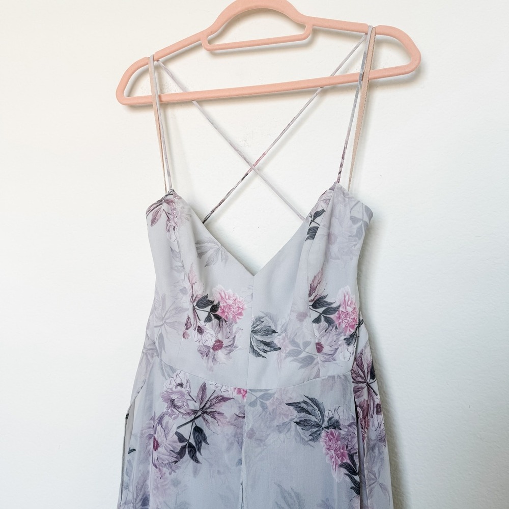 Free People Floral Maxi Dress Size 12 Purple Lace Up Back Fairy Cottage Romantic - Picture 5 of 10